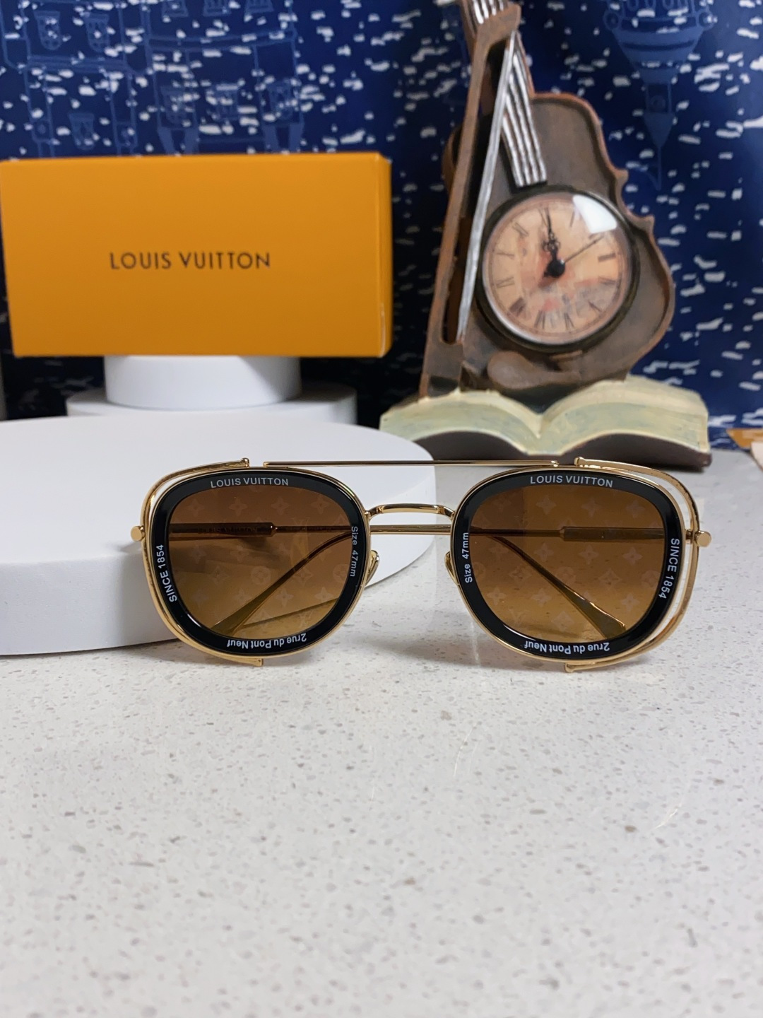 LouisVuitton路易威登 2025新款欧美男女圆框LV个性复古太阳眼欧洲站小红书前卫镂空防晒墨镜