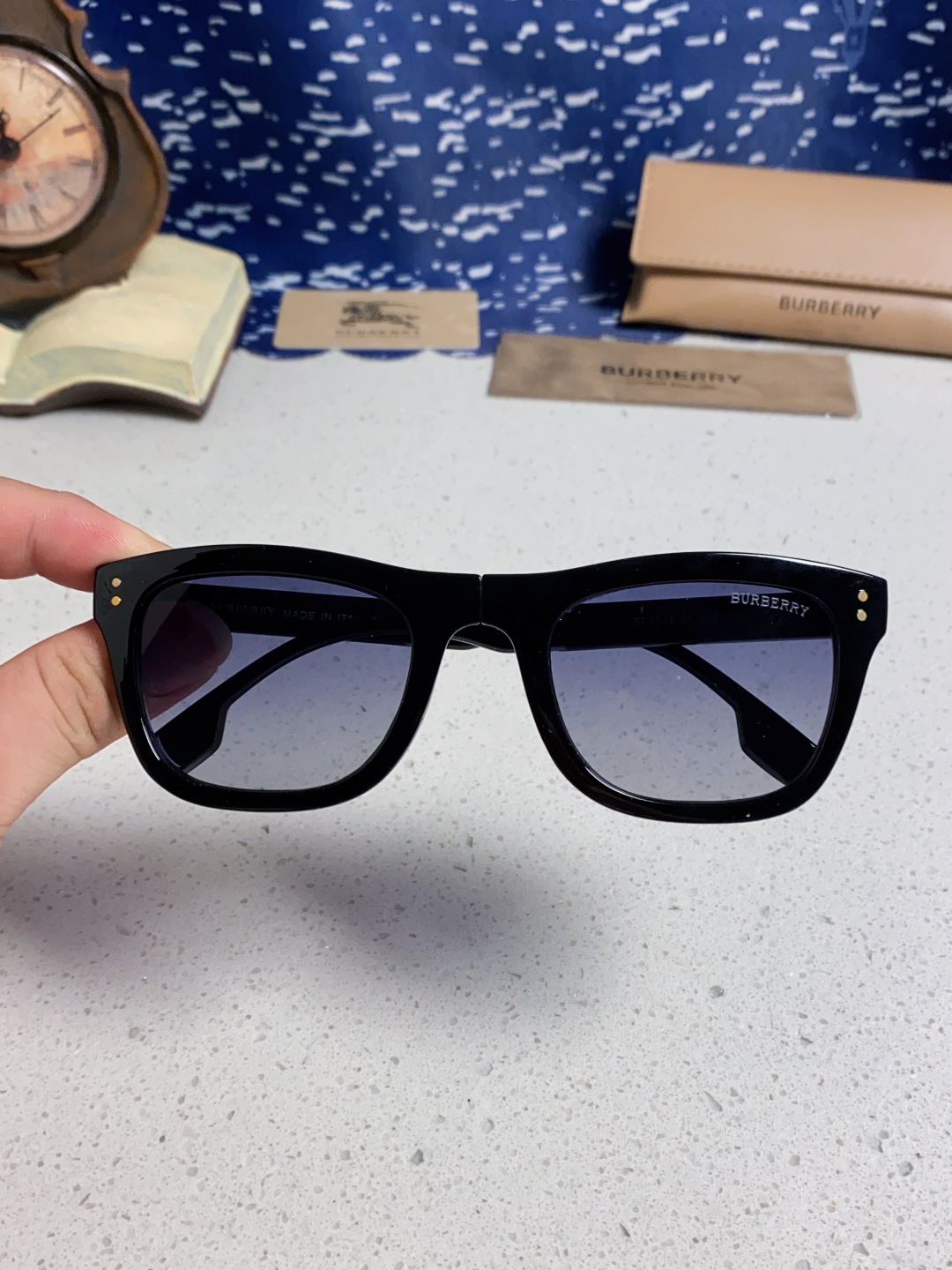 Burberry巴宝莉 2025新款潮牌太阳眼镜男女通用款太阳镜墨镜高品质折叠眼镜 口袋眼镜