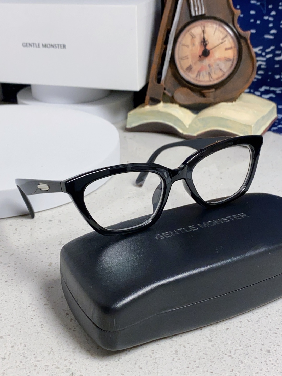 Gentle Moster(GM) Gm猫眼素颜平光镜女防蓝光学生近视眼镜 有度数眼镜框圆脸显瘦 型号：