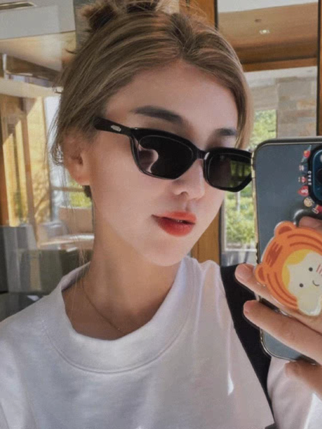 Gentle Moster(GM) Gm猫眼素颜平光镜女防蓝光学生近视眼镜 有度数眼镜框圆脸显瘦 型号：