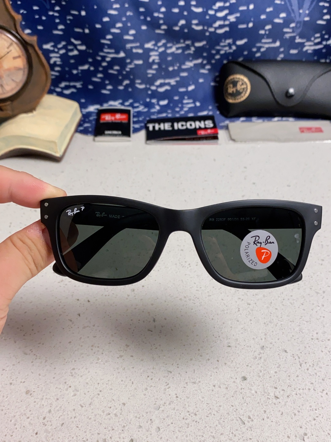 Rayban雷朋 偏光镜片男友系列方形中性太阳镜 RB2283 Size：55口20
