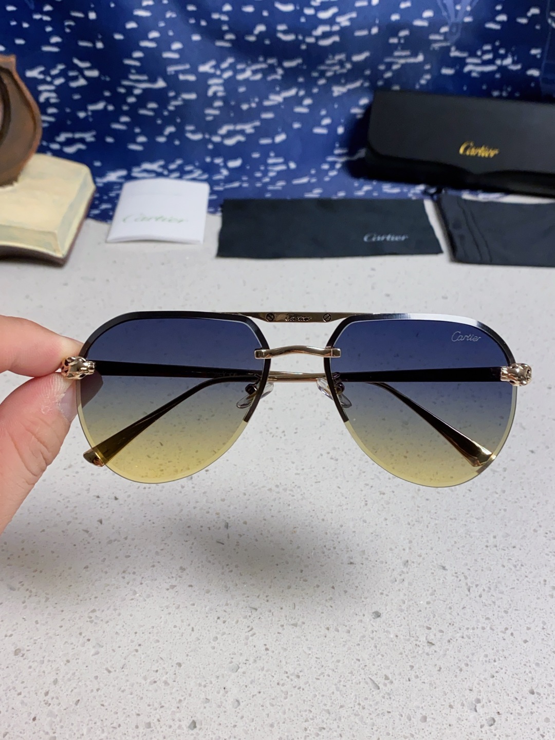 Cartier 卡地亚 墨镜 男女士圆框太阳眼镜 开车墨镜 新款金属太阳镜 时尚大方 舒适轻盈 精致奢华