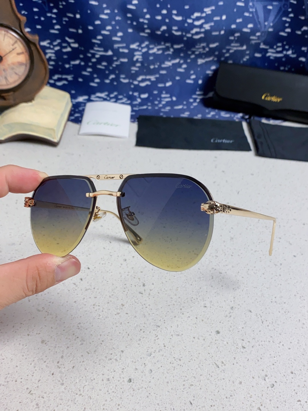 Cartier 卡地亚 墨镜 男女士圆框太阳眼镜 开车墨镜 新款金属太阳镜 时尚大方 舒适轻盈 精致奢华