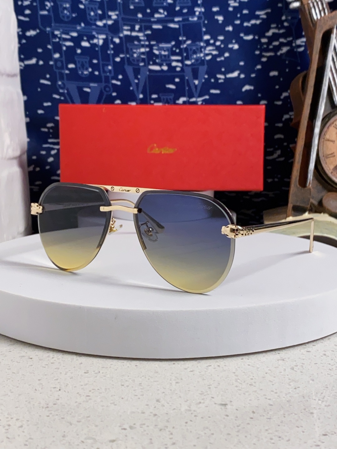 Cartier 卡地亚 墨镜 男女士圆框太阳眼镜 开车墨镜 新款金属太阳镜 时尚大方 舒适轻盈 精致奢华