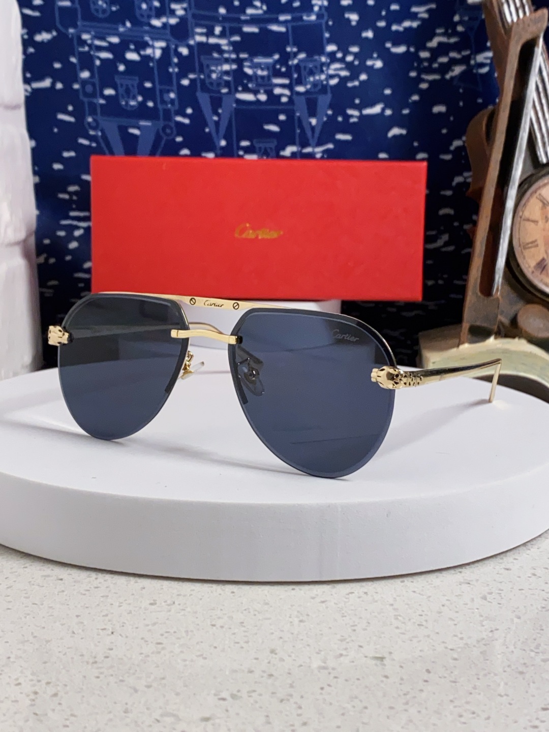 Cartier 卡地亚 墨镜 男女士圆框太阳眼镜 开车墨镜 新款金属太阳镜 时尚大方 舒适轻盈 精致奢华