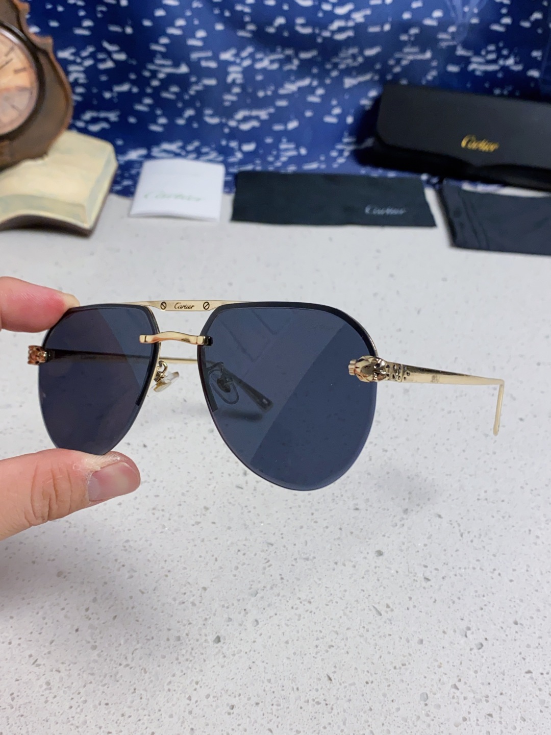 Cartier 卡地亚 墨镜 男女士圆框太阳眼镜 开车墨镜 新款金属太阳镜 时尚大方 舒适轻盈 精致奢华