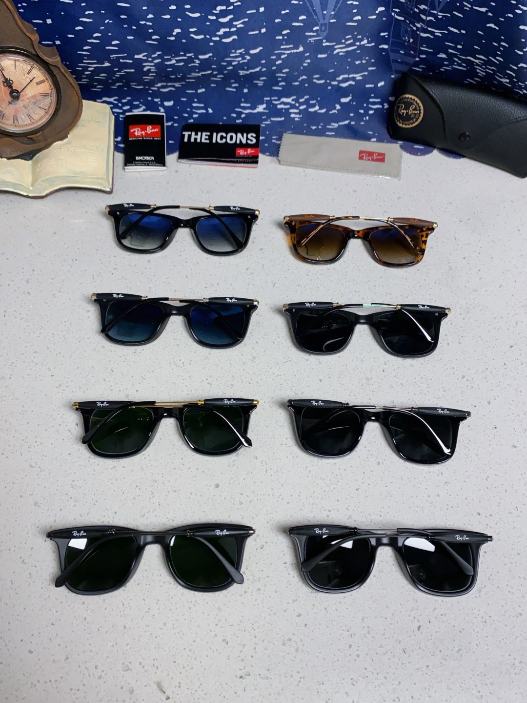 RayBan雷朋 方框玻璃镜片墨镜 旅行者系列方框太阳镜镜 高质量板材镜框电镀金属镜腿 方框高颜值设计男