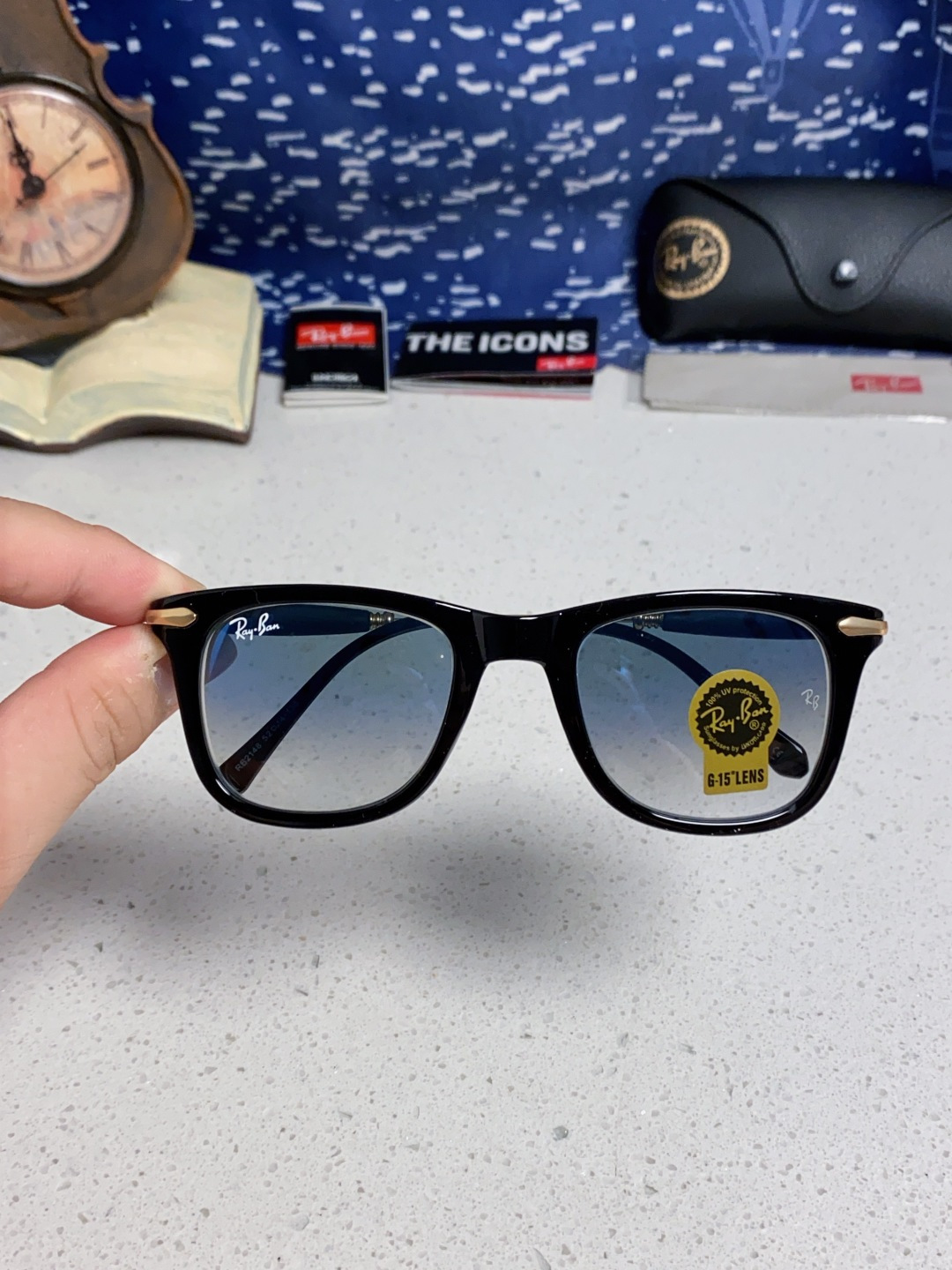 RayBan雷朋 方框玻璃镜片墨镜 旅行者系列方框太阳镜镜 高质量板材镜框电镀金属镜腿 方框高颜值设计男