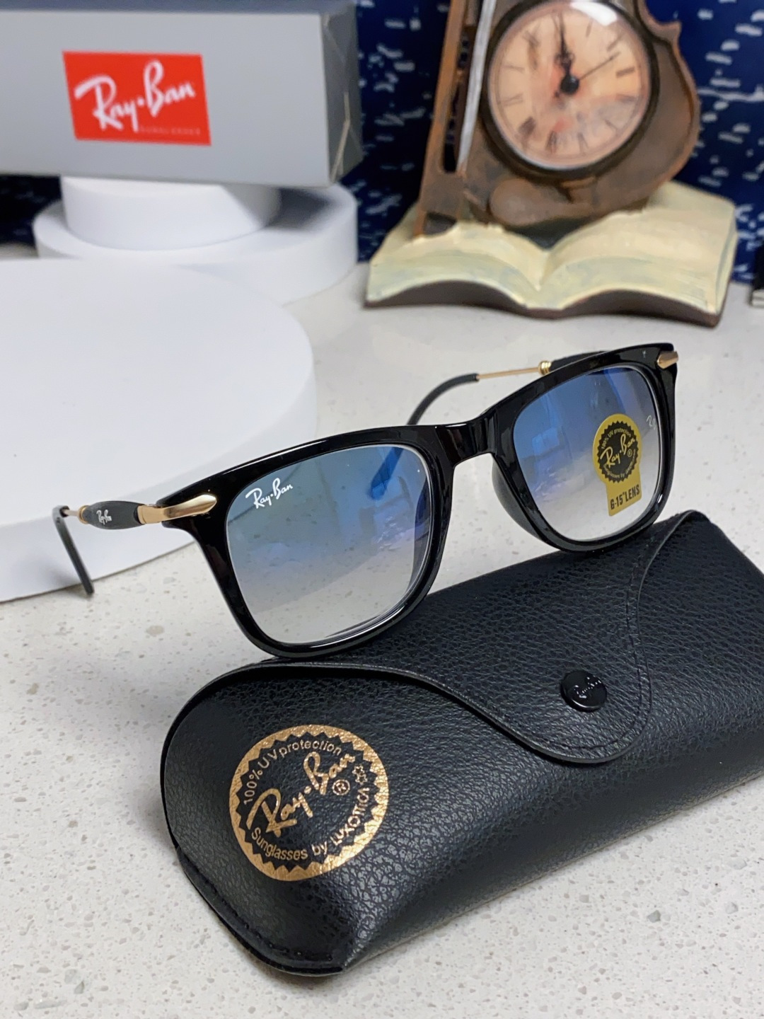 RayBan雷朋 方框玻璃镜片墨镜 旅行者系列方框太阳镜镜 高质量板材镜框电镀金属镜腿 方框高颜值设计男