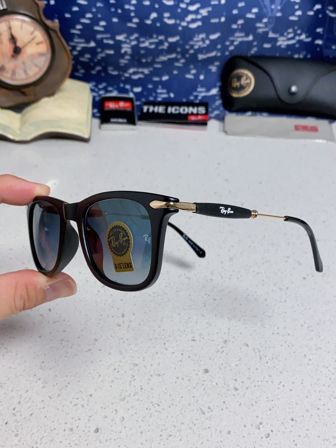 RayBan雷朋 方框玻璃镜片墨镜 旅行者系列方框太阳镜镜 高质量板材镜框电镀金属镜腿 方框高颜值设计男