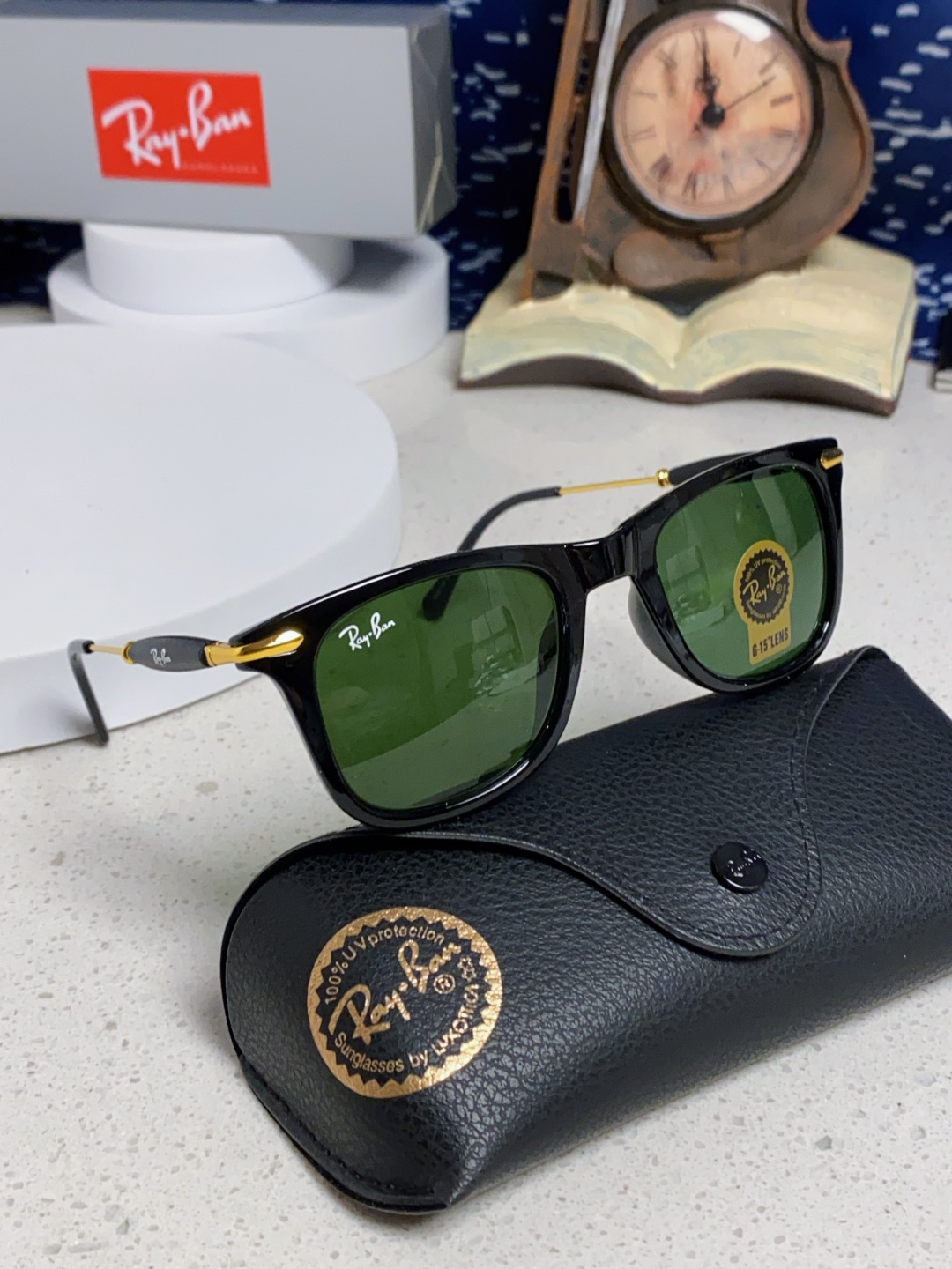 RayBan雷朋 方框玻璃镜片墨镜 旅行者系列方框太阳镜镜 高质量板材镜框电镀金属镜腿 方框高颜值设计男