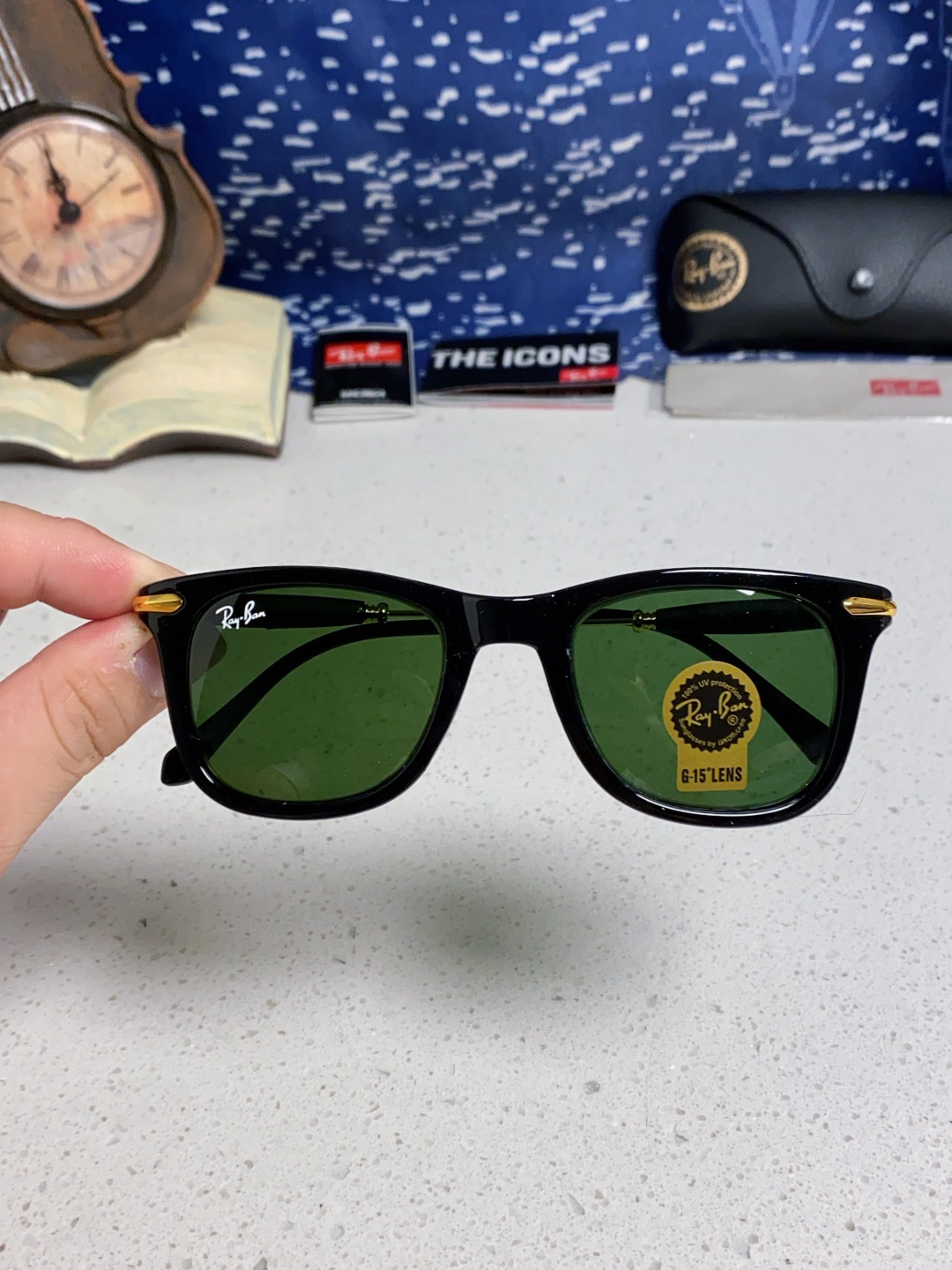 RayBan雷朋 方框玻璃镜片墨镜 旅行者系列方框太阳镜镜 高质量板材镜框电镀金属镜腿 方框高颜值设计男