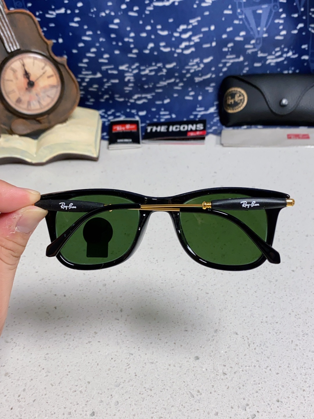 RayBan雷朋 方框玻璃镜片墨镜 旅行者系列方框太阳镜镜 高质量板材镜框电镀金属镜腿 方框高颜值设计男