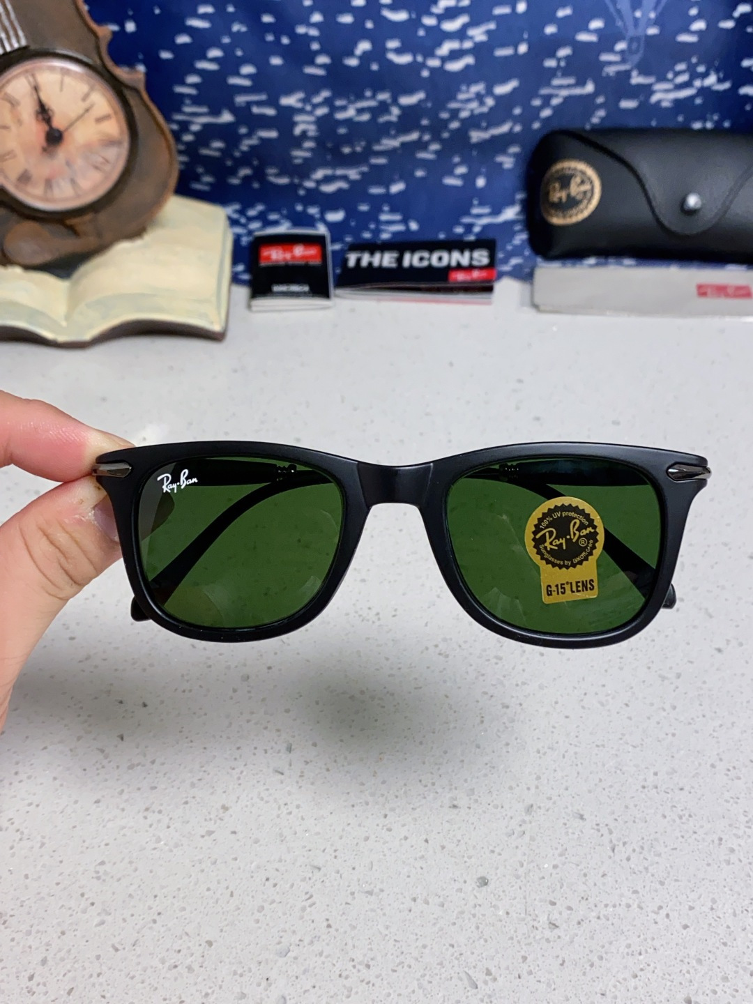 RayBan雷朋 方框玻璃镜片墨镜 旅行者系列方框太阳镜镜 高质量板材镜框电镀金属镜腿 方框高颜值设计男