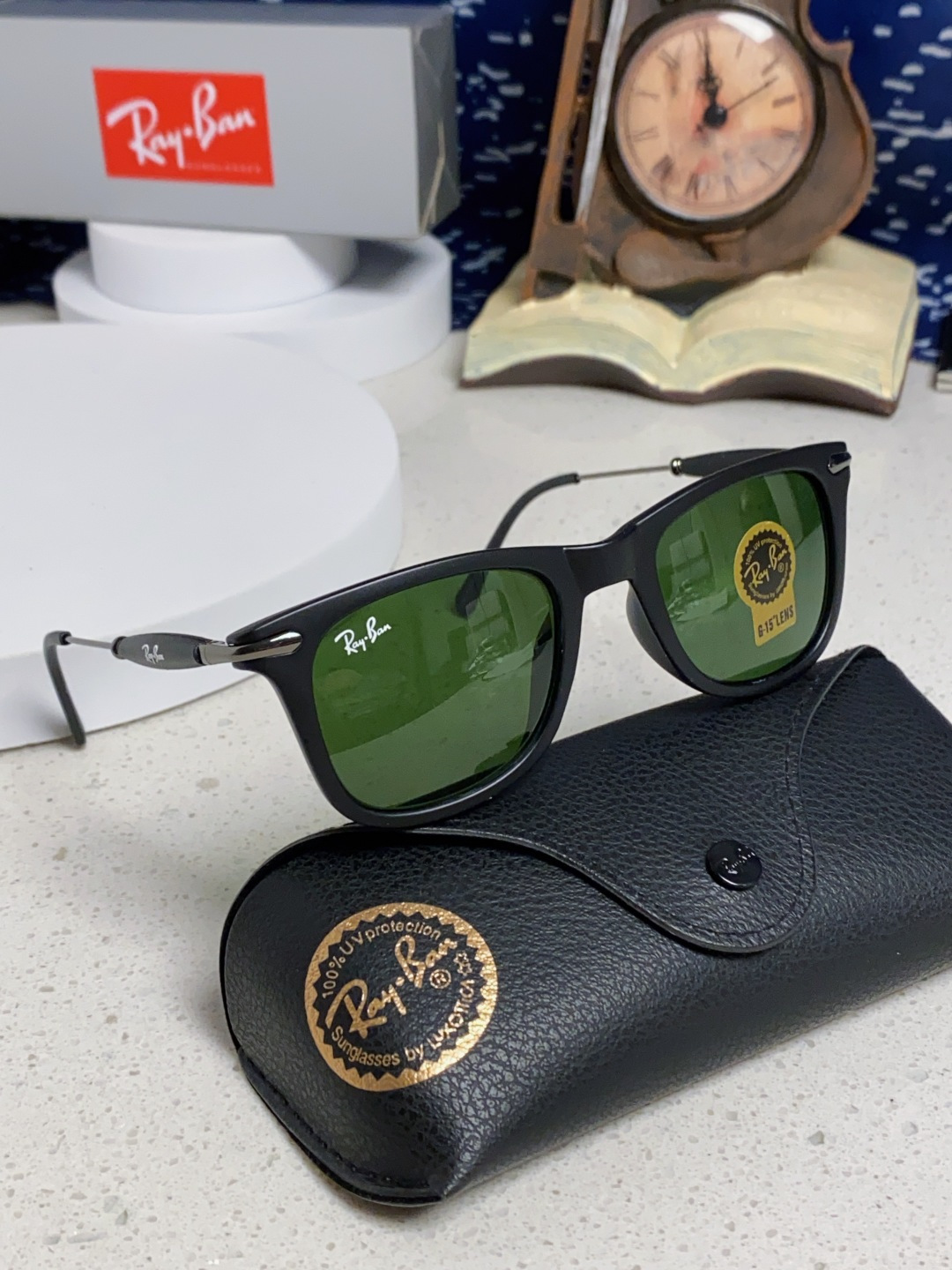 RayBan雷朋 方框玻璃镜片墨镜 旅行者系列方框太阳镜镜 高质量板材镜框电镀金属镜腿 方框高颜值设计男