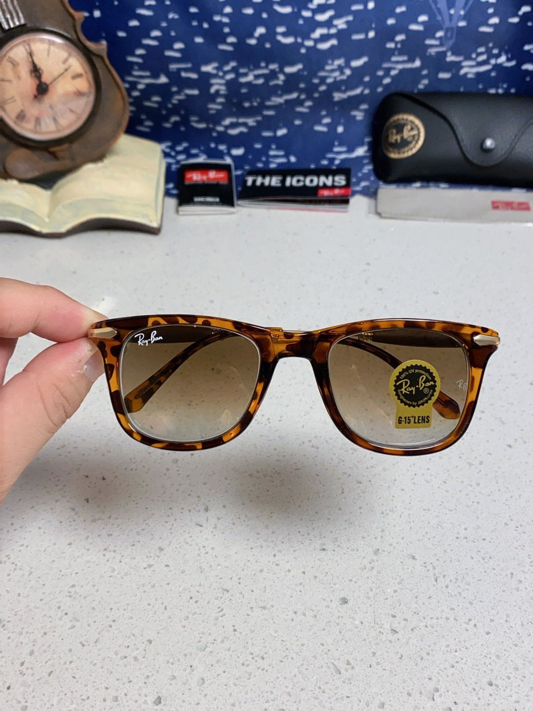 RayBan雷朋 方框玻璃镜片墨镜 旅行者系列方框太阳镜镜 高质量板材镜框电镀金属镜腿 方框高颜值设计男