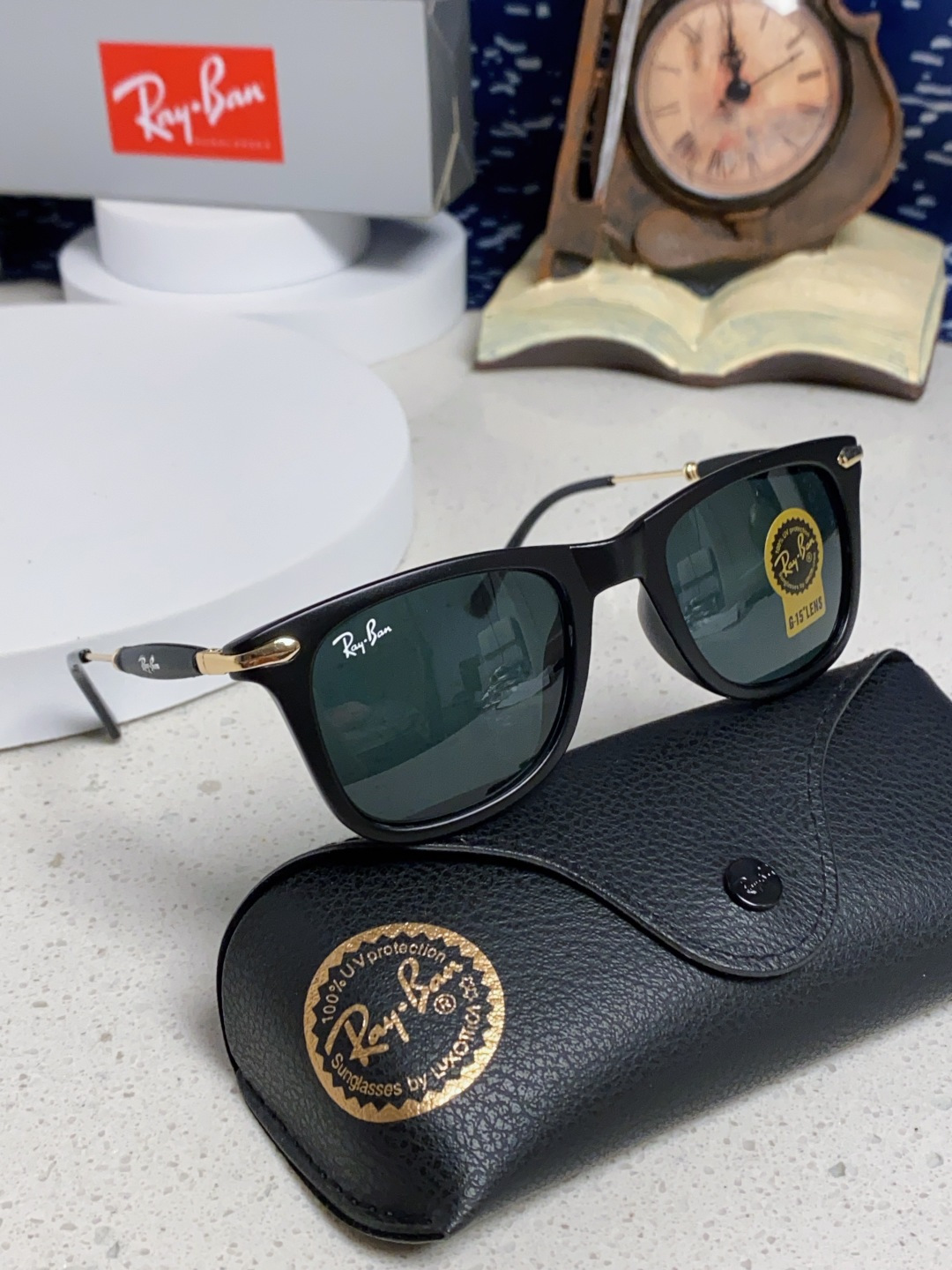 RayBan雷朋 方框玻璃镜片墨镜 旅行者系列方框太阳镜镜 高质量板材镜框电镀金属镜腿 方框高颜值设计男