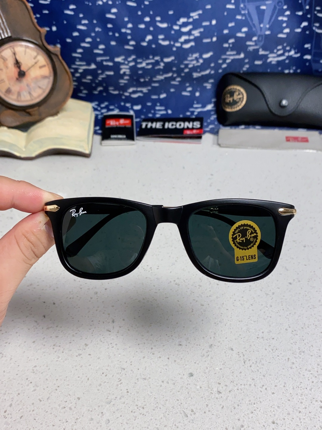 RayBan雷朋 方框玻璃镜片墨镜 旅行者系列方框太阳镜镜 高质量板材镜框电镀金属镜腿 方框高颜值设计男