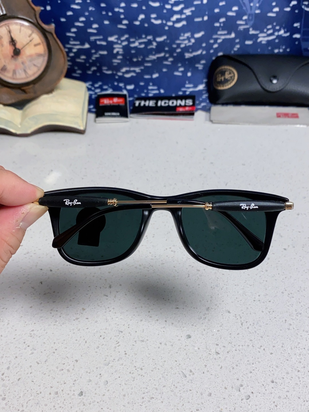 RayBan雷朋 方框玻璃镜片墨镜 旅行者系列方框太阳镜镜 高质量板材镜框电镀金属镜腿 方框高颜值设计男