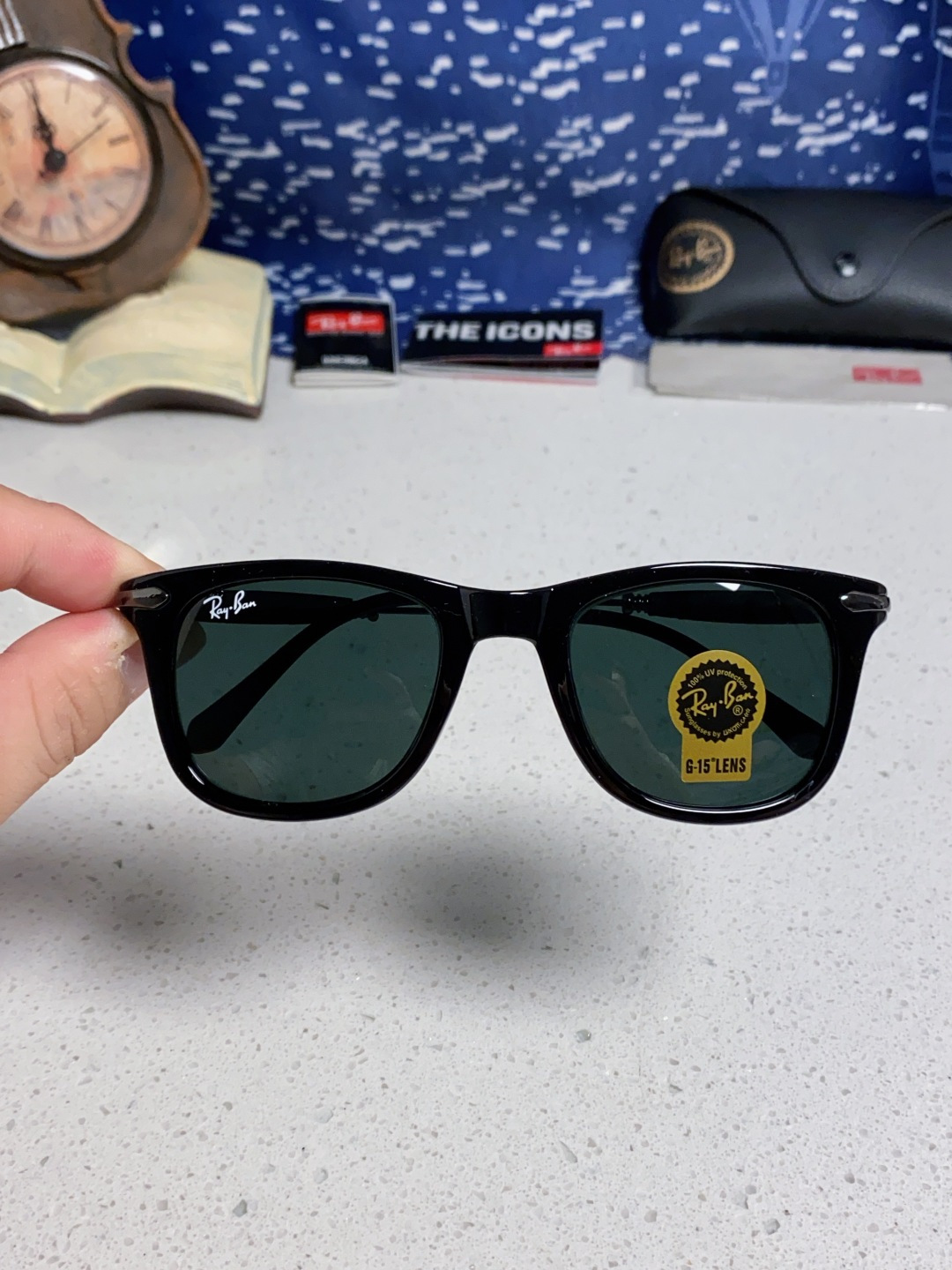 RayBan雷朋 方框玻璃镜片墨镜 旅行者系列方框太阳镜镜 高质量板材镜框电镀金属镜腿 方框高颜值设计男