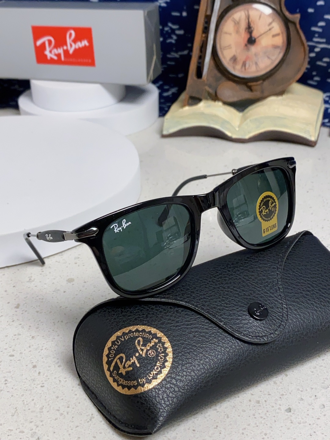 RayBan雷朋 方框玻璃镜片墨镜 旅行者系列方框太阳镜镜 高质量板材镜框电镀金属镜腿 方框高颜值设计男