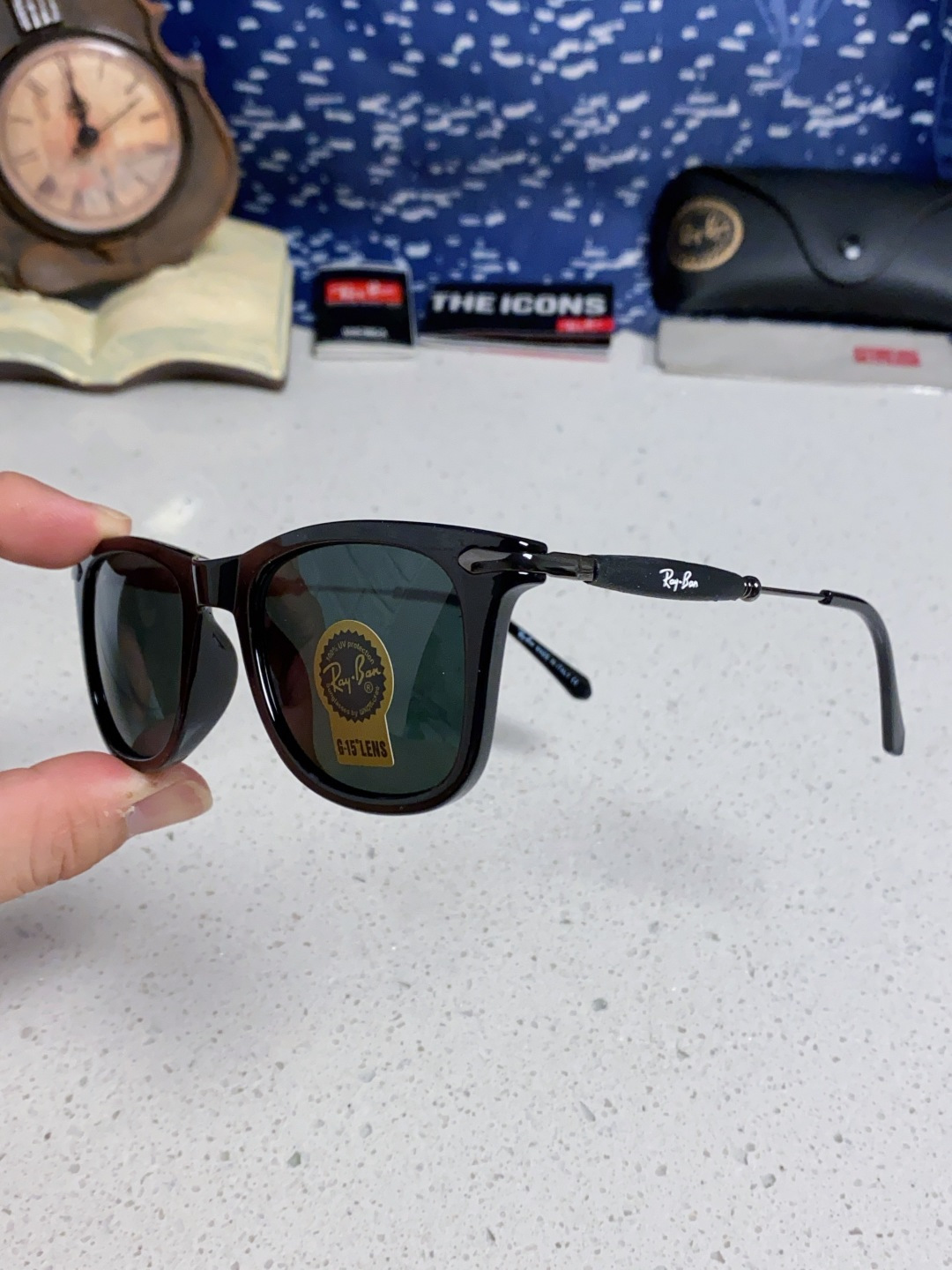 RayBan雷朋 方框玻璃镜片墨镜 旅行者系列方框太阳镜镜 高质量板材镜框电镀金属镜腿 方框高颜值设计男