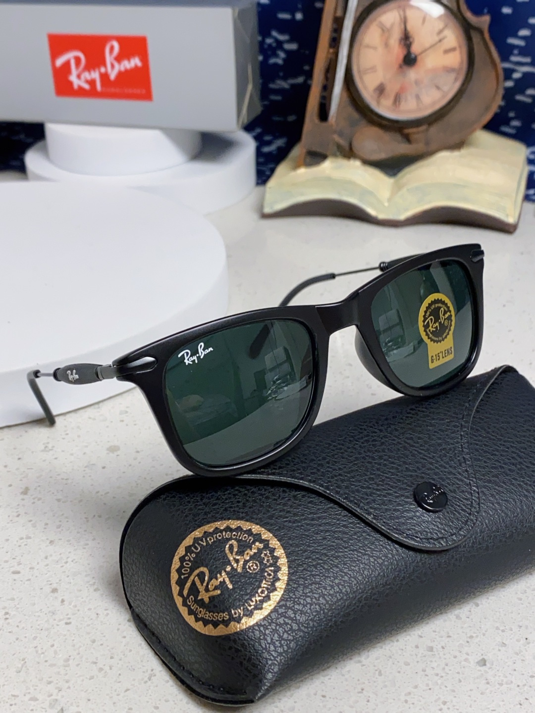 RayBan雷朋 方框玻璃镜片墨镜 旅行者系列方框太阳镜镜 高质量板材镜框电镀金属镜腿 方框高颜值设计男