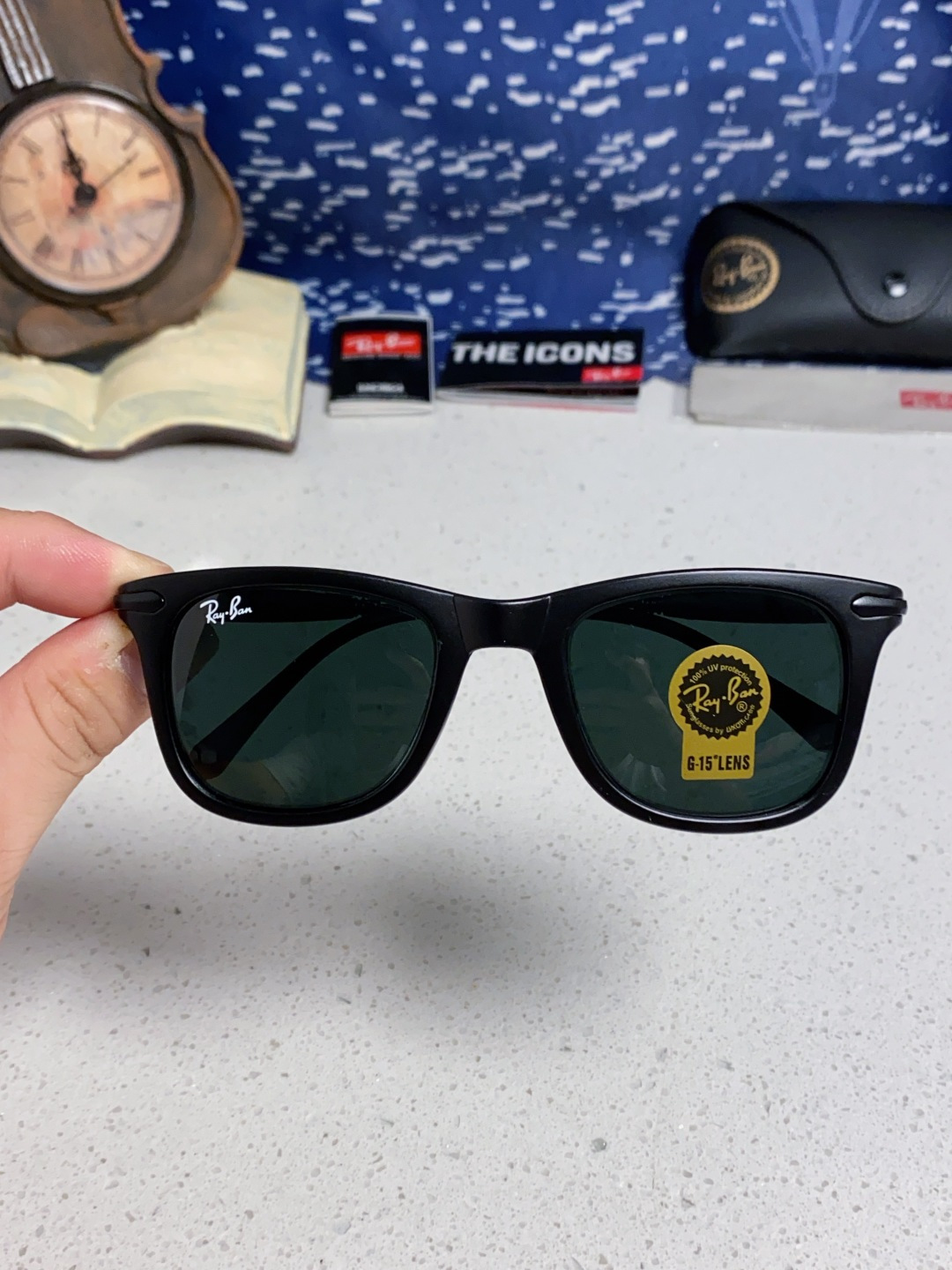 RayBan雷朋 方框玻璃镜片墨镜 旅行者系列方框太阳镜镜 高质量板材镜框电镀金属镜腿 方框高颜值设计男