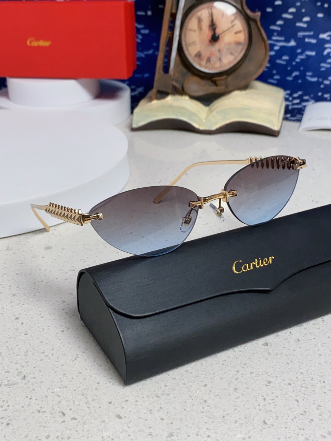 Cartier卡地亚 2025款欧美奢华女个性前卫无框太阳眼欧洲站明星同街ins网红时尚猫眼墨镜女设计感