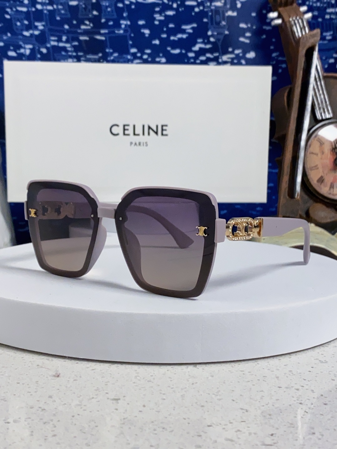 Celine赛林 2025新款太阳镜女款防紫外线防晒墨镜女韩版圆脸显瘦 凯旋门时尚墨镜