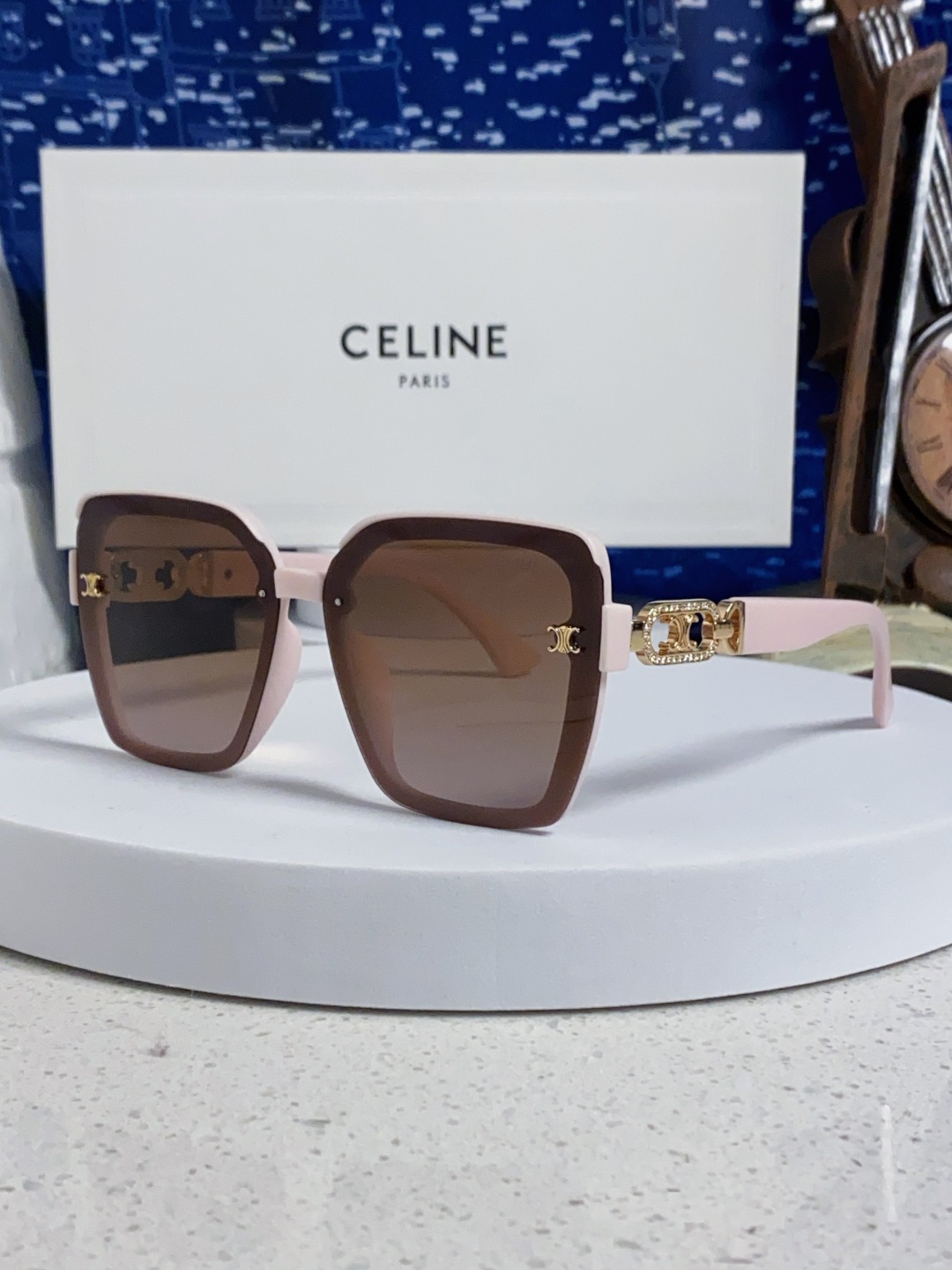 Celine赛林 2025新款太阳镜女款防紫外线防晒墨镜女韩版圆脸显瘦 凯旋门时尚墨镜