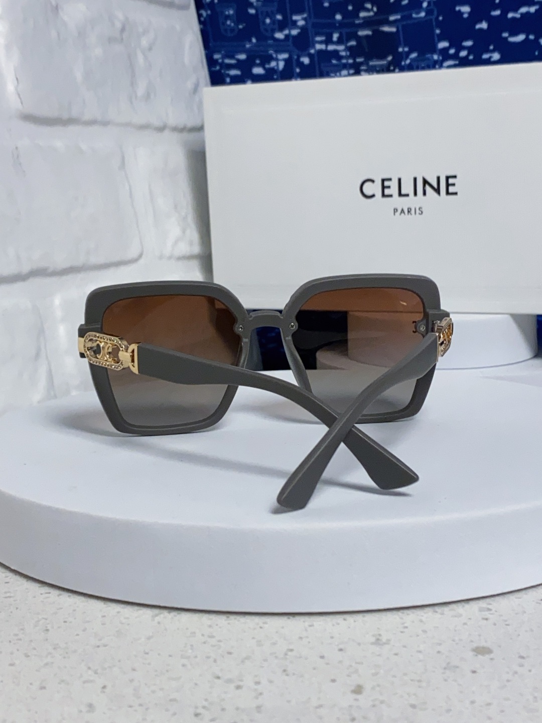 Celine赛林 2025新款太阳镜女款防紫外线防晒墨镜女韩版圆脸显瘦 凯旋门时尚墨镜