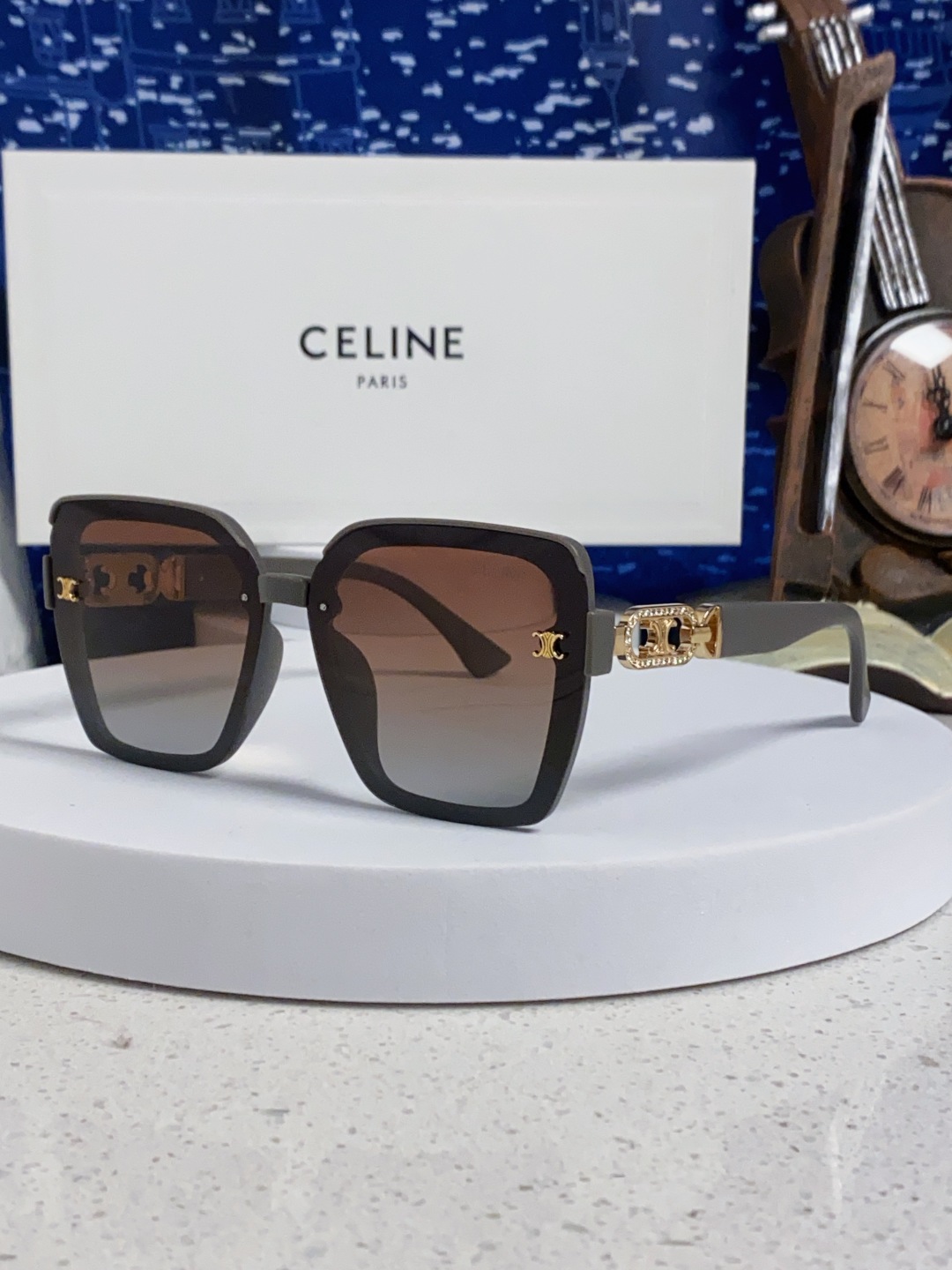 Celine赛林 2025新款太阳镜女款防紫外线防晒墨镜女韩版圆脸显瘦 凯旋门时尚墨镜