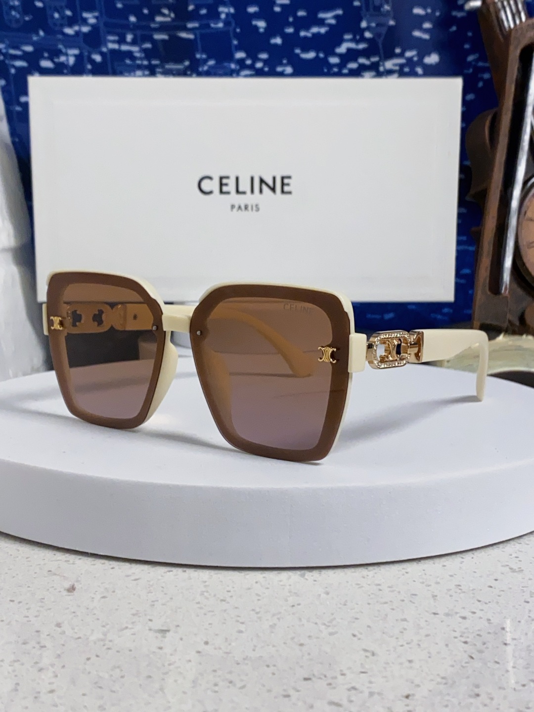 Celine赛林 2025新款太阳镜女款防紫外线防晒墨镜女韩版圆脸显瘦 凯旋门时尚墨镜
