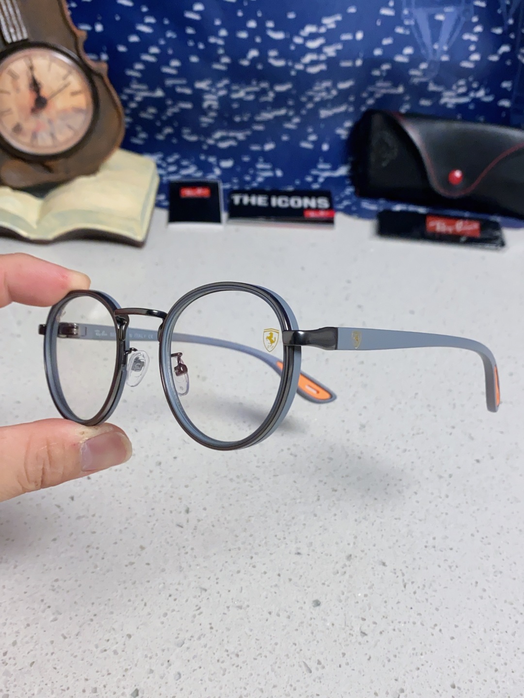 RayBan雷朋法拉利联名 2025新款欧美时尚圆框太阳镜男款朋克风TR弹性 网红墨镜复古眼镜架 RB0