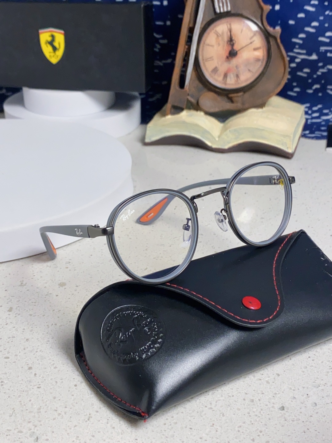 RayBan雷朋法拉利联名 2025新款欧美时尚圆框太阳镜男款朋克风TR弹性 网红墨镜复古眼镜架 RB0