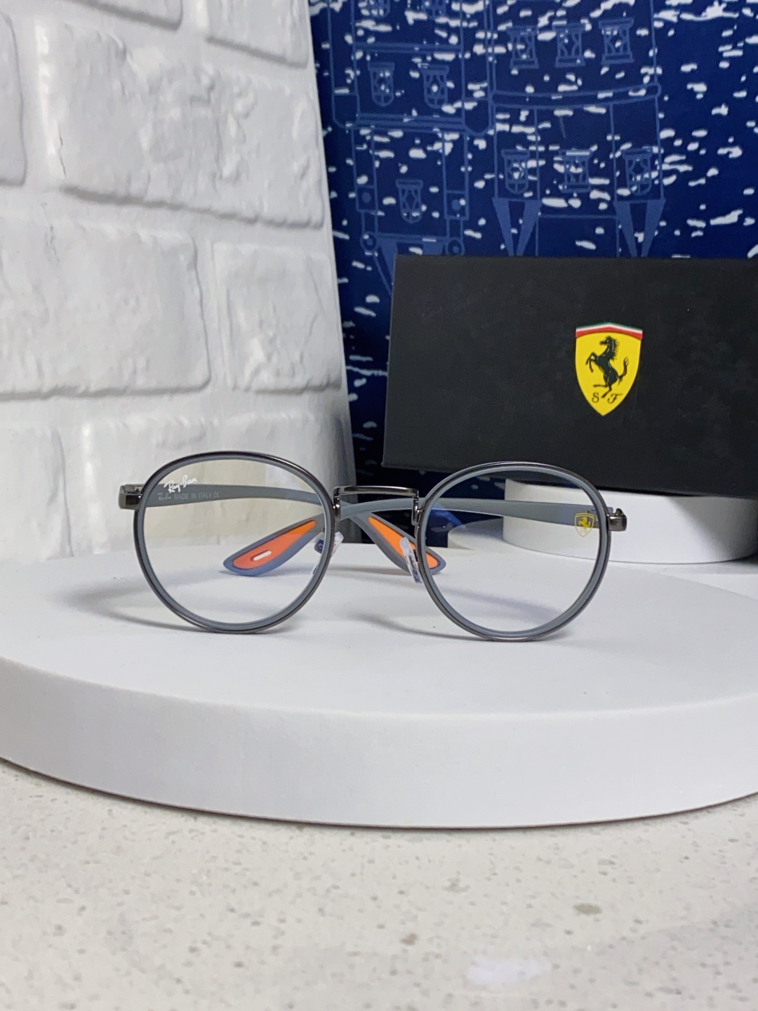 RayBan雷朋法拉利联名 2025新款欧美时尚圆框太阳镜男款朋克风TR弹性 网红墨镜复古眼镜架 RB0