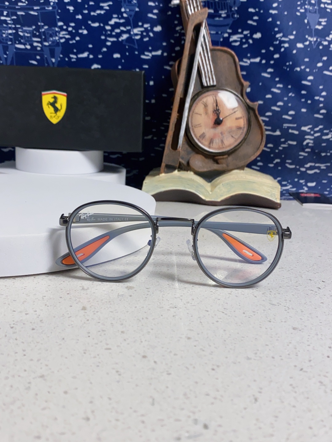 RayBan雷朋法拉利联名 2025新款欧美时尚圆框太阳镜男款朋克风TR弹性 网红墨镜复古眼镜架 RB0