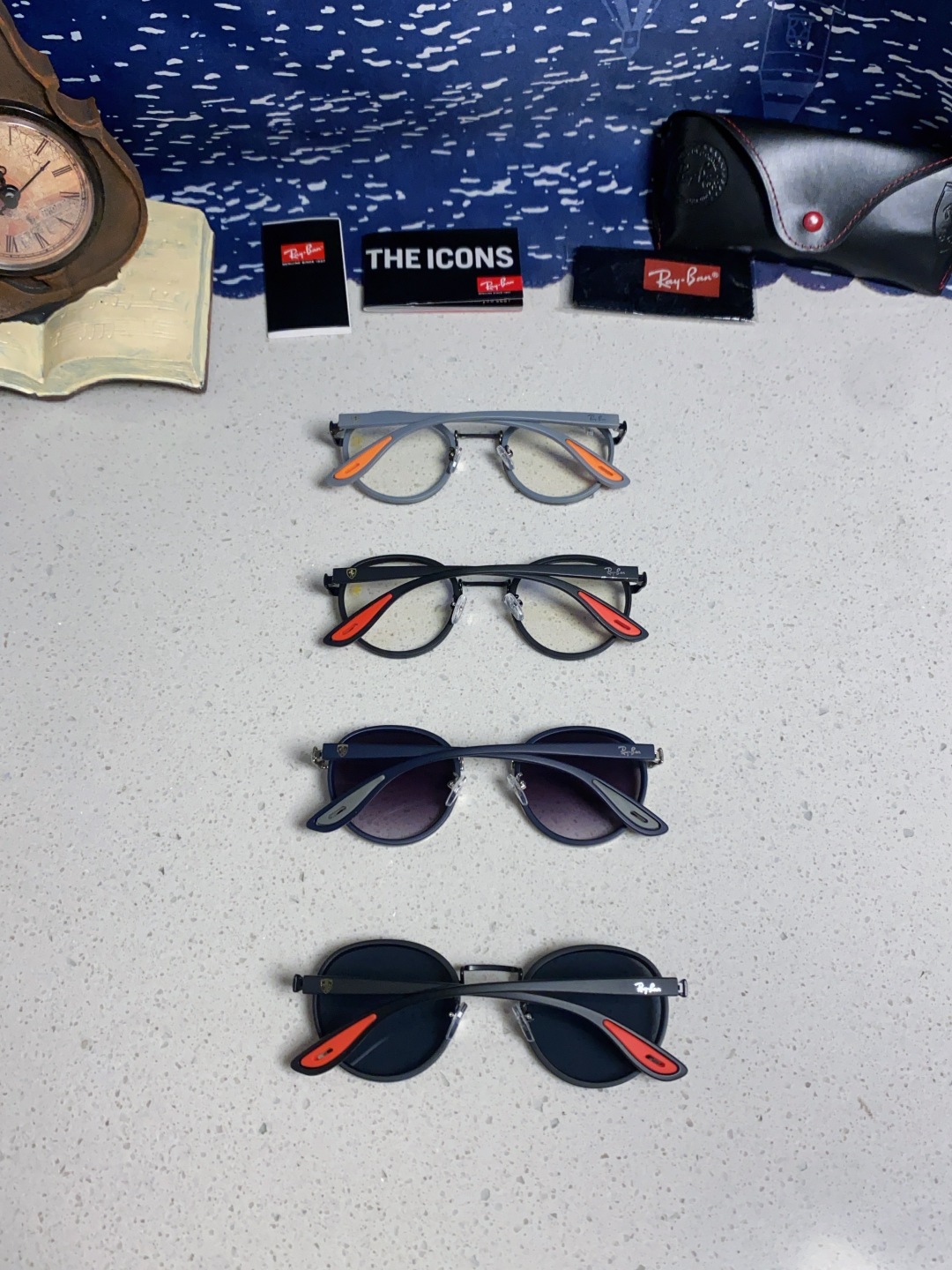 RayBan雷朋法拉利联名 2025新款欧美时尚圆框太阳镜男款朋克风TR弹性 网红墨镜复古眼镜架 RB0