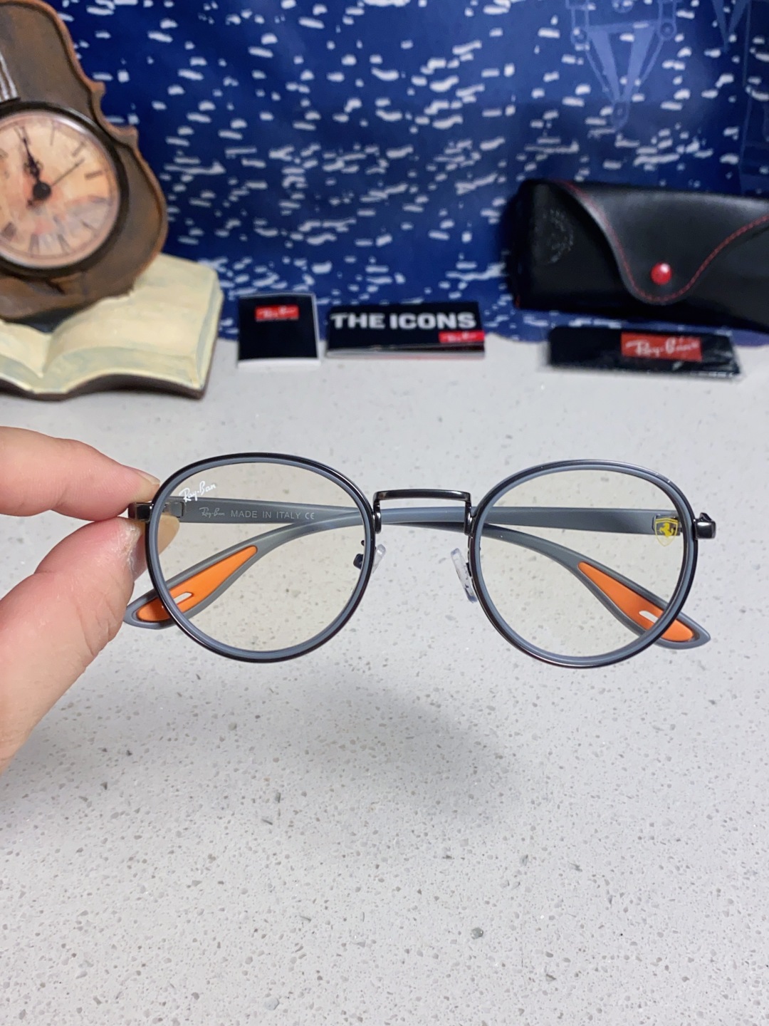 RayBan雷朋法拉利联名 2025新款欧美时尚圆框太阳镜男款朋克风TR弹性 网红墨镜复古眼镜架 RB0