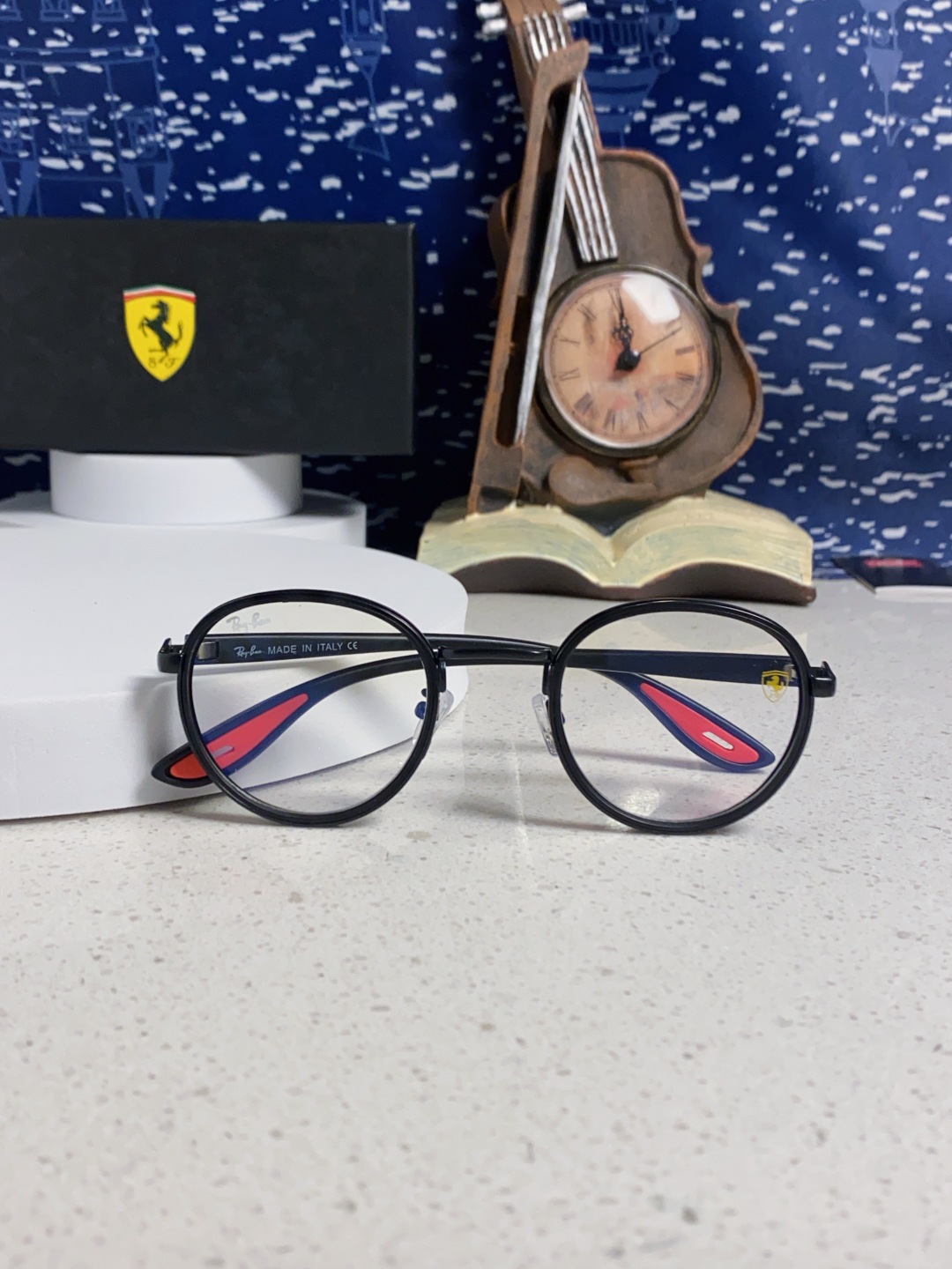 RayBan雷朋法拉利联名 2025新款欧美时尚圆框太阳镜男款朋克风TR弹性 网红墨镜复古眼镜架 RB0