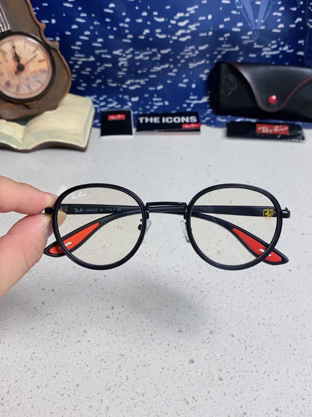 RayBan雷朋法拉利联名 2025新款欧美时尚圆框太阳镜男款朋克风TR弹性 网红墨镜复古眼镜架 RB0