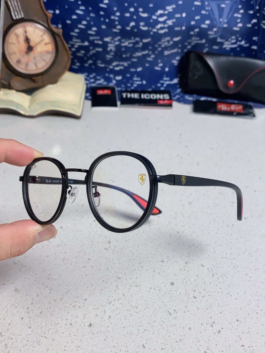 RayBan雷朋法拉利联名 2025新款欧美时尚圆框太阳镜男款朋克风TR弹性 网红墨镜复古眼镜架 RB0