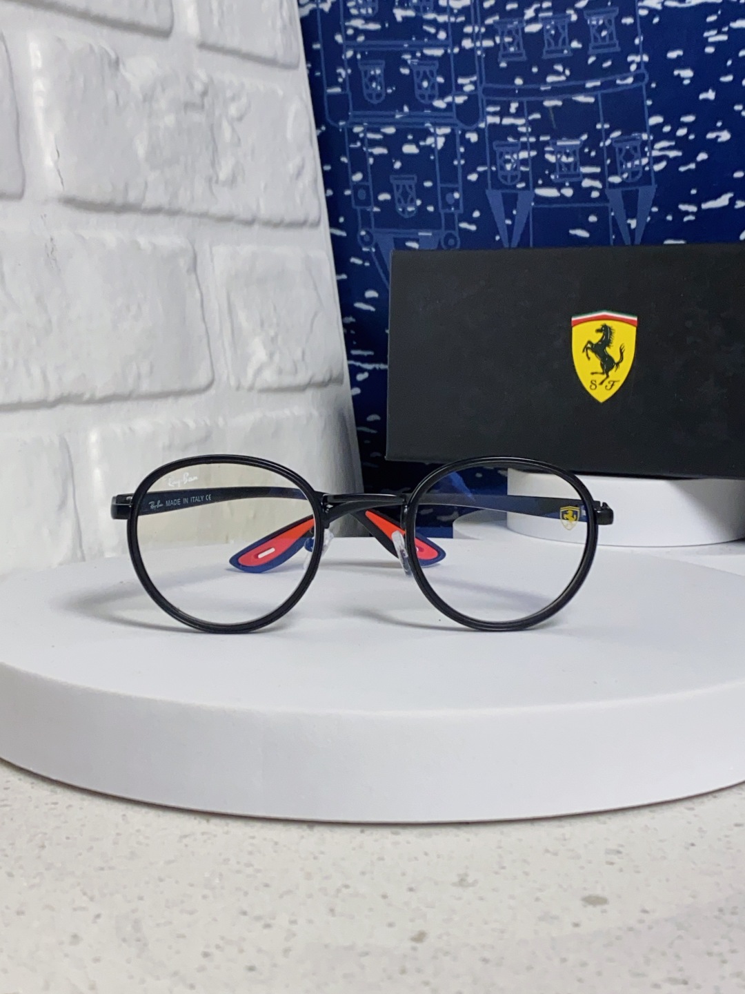 RayBan雷朋法拉利联名 2025新款欧美时尚圆框太阳镜男款朋克风TR弹性 网红墨镜复古眼镜架 RB0