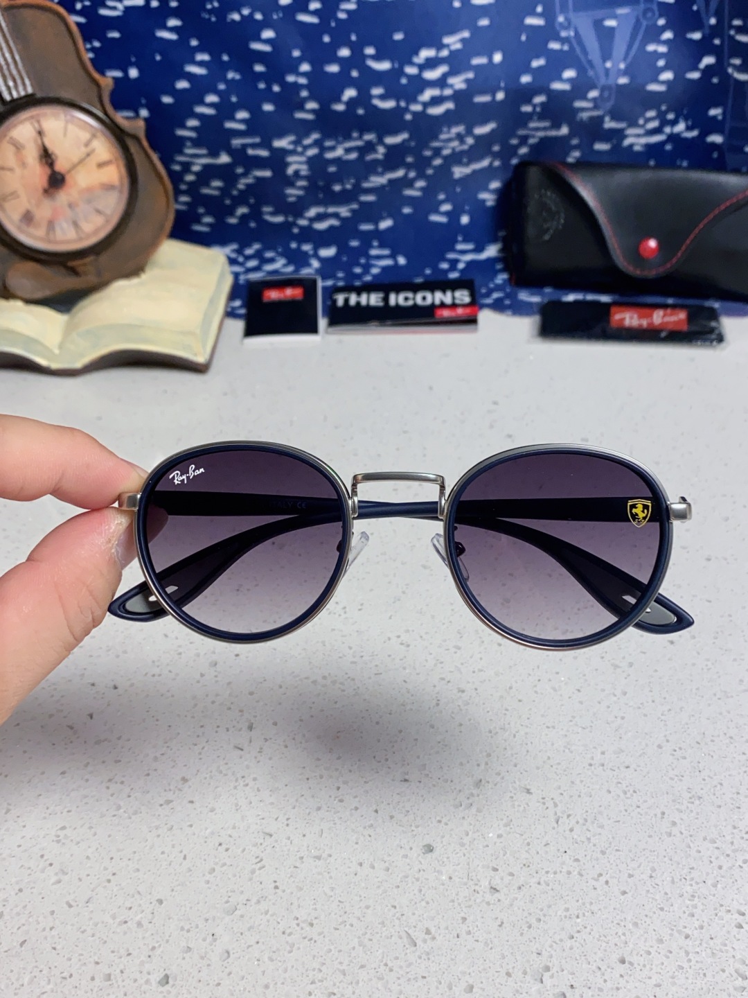 RayBan雷朋法拉利联名 2025新款欧美时尚圆框太阳镜男款朋克风TR弹性 网红墨镜复古眼镜架 RB0