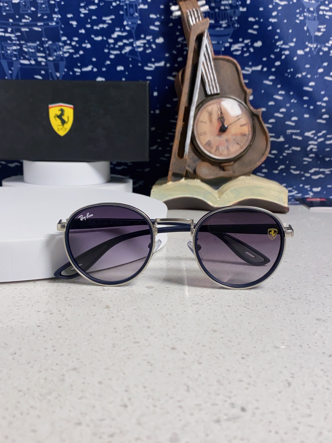 RayBan雷朋法拉利联名 2025新款欧美时尚圆框太阳镜男款朋克风TR弹性 网红墨镜复古眼镜架 RB0