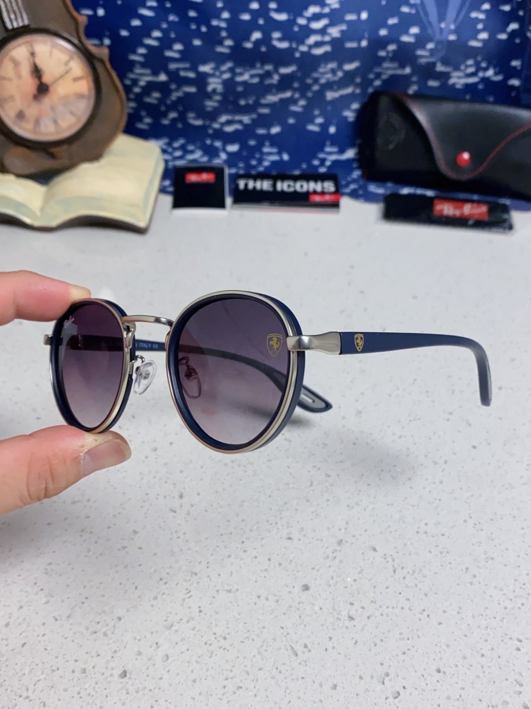 RayBan雷朋法拉利联名 2025新款欧美时尚圆框太阳镜男款朋克风TR弹性 网红墨镜复古眼镜架 RB0