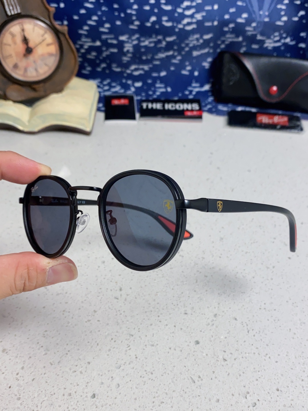 RayBan雷朋法拉利联名 2025新款欧美时尚圆框太阳镜男款朋克风TR弹性 网红墨镜复古眼镜架 RB0