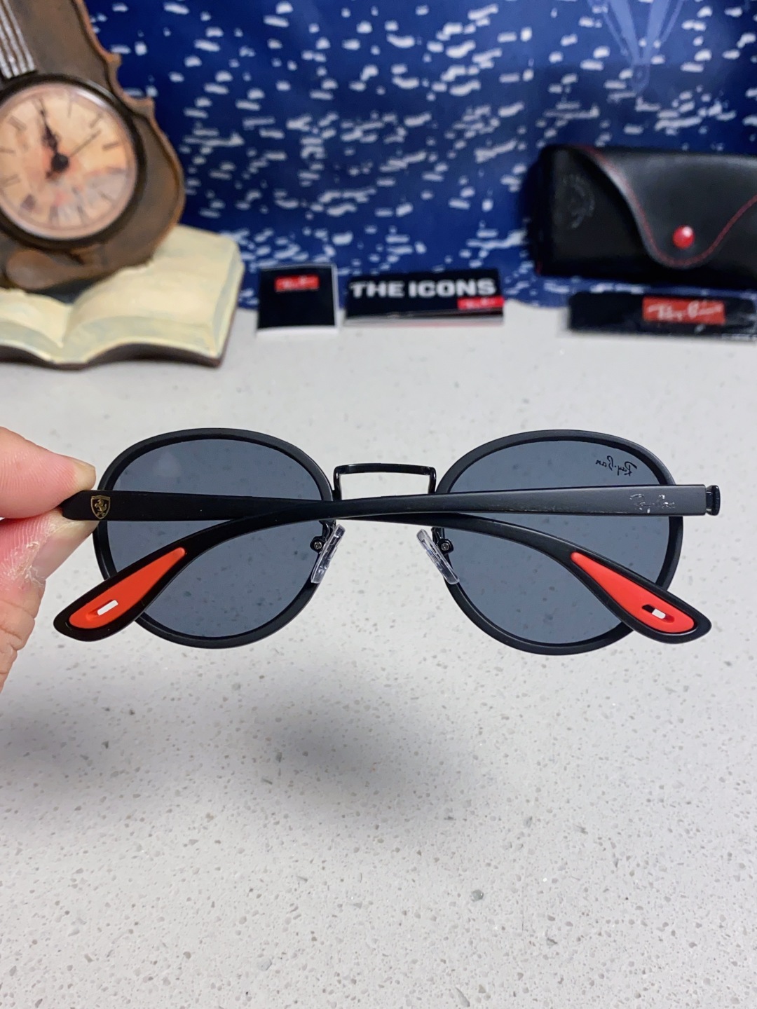 RayBan雷朋法拉利联名 2025新款欧美时尚圆框太阳镜男款朋克风TR弹性 网红墨镜复古眼镜架 RB0