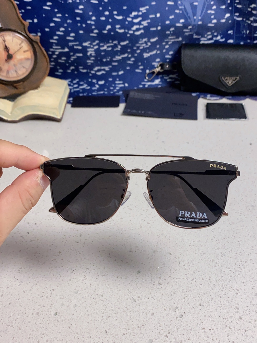 Prada普拉达 2025新款飞行员眼镜偏光太阳镜钓鱼出游驾驶墨镜男士开车专用 男女通用